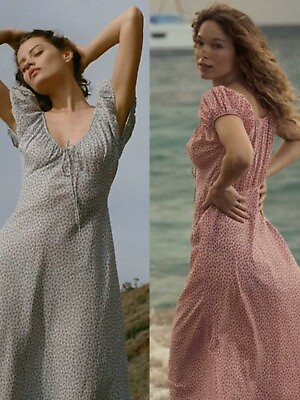 #ad Doen V neck Floral Dress Long American Fresh Girls Holiday Cotton Dress $170.99