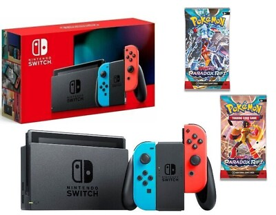 #ad NEW Nintendo Switch Neon 32GB V2 Console Pokemon Booster Pack Bundle🔥 $268.95