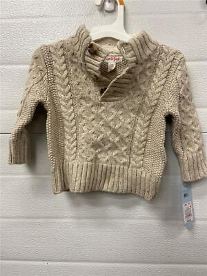 #ad Cat amp; Jack Toddler Boy Cable Knit Sweater 12M Oatmeal Heather Pullover w Button $10.00