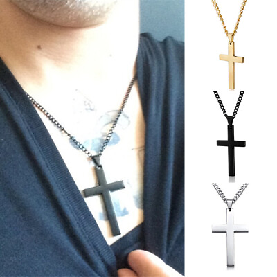 #ad #ad Cross Necklaces Pendants Women Stainless Steel Silver Prayer Choker Jewelry GBP 2.53