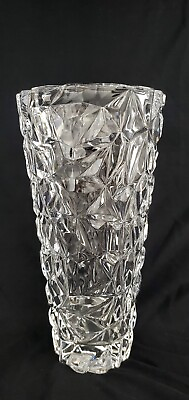 #ad Vintage Teleflora Block Gift Clear Glass 10 in Vase $19.95