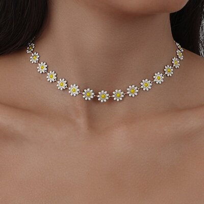 #ad Flower Daisy Choker Necklace Enamel Chain Charm Women Girl Fashion Jewelry Gift AU $3.99