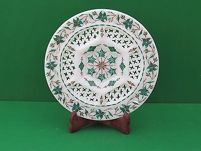 #ad Marble Plate Inlay Pietra Dura Malaquite Stone Home Decor Gifts $159.90