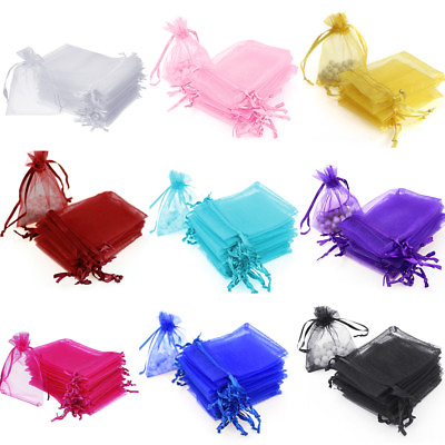200pcs Sheer Drawstring Organza Jewelry Pouches Wedding Party Favor Gift Bags $15.99