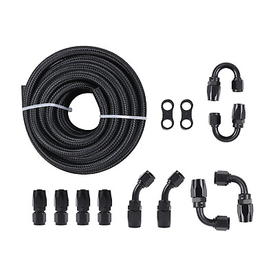 #ad 20FT AN6 6AN 3 8 Fitting Stainless Steel Nylon Braided Oil Fuel Hose Line Kit $45.99
