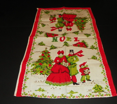 #ad Vintage Kitchen Towel Christmas Linen Holiday $15.99