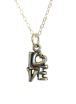 #ad Word Love sterling silver charm pendant with or without necklace 16quot; 24quot; $16.80