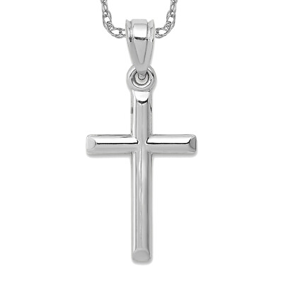 #ad 14K White Gold Latin Mexican Holy Cross Necklace Religious Pendant Jesus Chri... $112.00