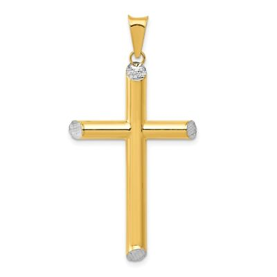 #ad Gift for Mothers 14K Two tone Gold 3 D Hollow D C Cross Pendant 1.63g for Womens $216.00