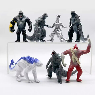 #ad Godzilla Kong Mechagodzilla Mothra Skar King Shimo 7pcs Monster 3quot; Action Figure $18.99