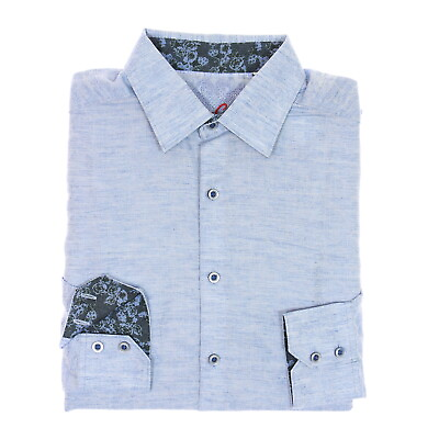 #ad Robert Graham Mens Floral Classic Fit Linen Button Down Shirt Small lt Blue $101.90