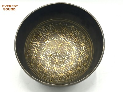 #ad 9.5quot; Special Flower of Life Bowl Antique Tibetan Singing Bowl Singing Bowl Gifts $199.00