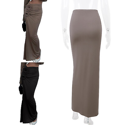 #ad Women Skirt Side Split Underskirt Ruched Skirts Cocktail Cover Up Long Costume $16.71
