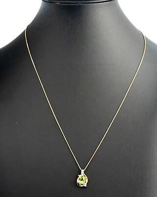#ad Peridot amp; Diamond Pendant with 18quot; chain 10k Yellow Gold N13 $199.00