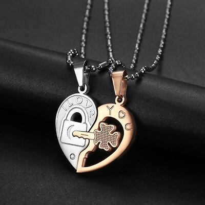 #ad #ad Couple Necklace Set Matching Love Heart Pendant I Love You His amp; Hers Necklaces $9.01