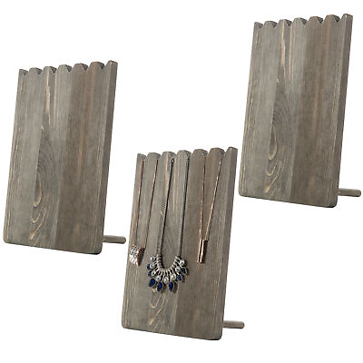 #ad MyGift Set of 3 Barnwood Gray Adjustable Length Jewelry Necklace Display Holders $42.99