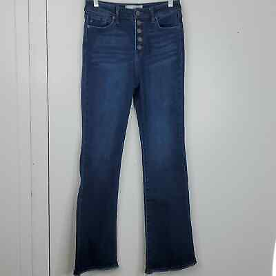 #ad Kancan Rainn Ultra High Rise Flare Jeans Raw Hem Exposed Button Fly Womens 27 $38.00
