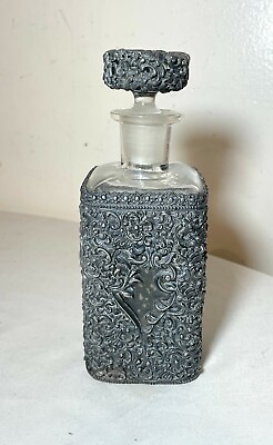 #ad antique ornate reticulated perfume cologne metal glass silverplate bottle scent $175.49