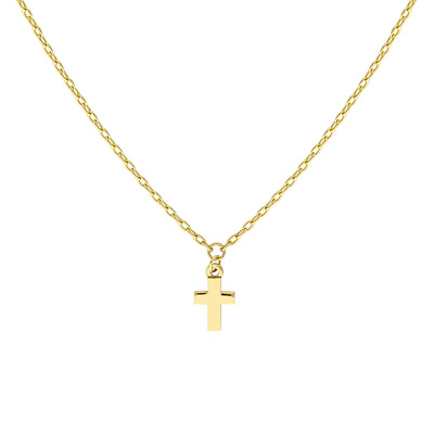 #ad Adjustable Mini Cross Dangle Necklace Real 14K Yellow Gold $153.99