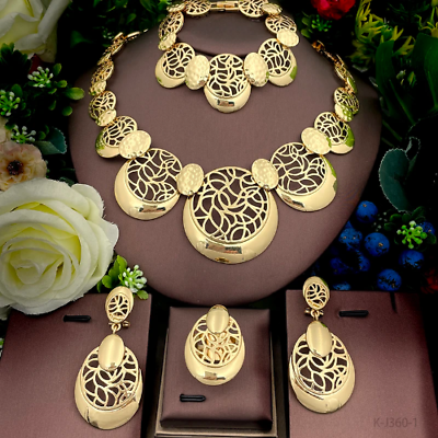 #ad Gold Plated Rhinestone Jewelry Sets Earrings Necklace Bracelet Pendant Party $49.57