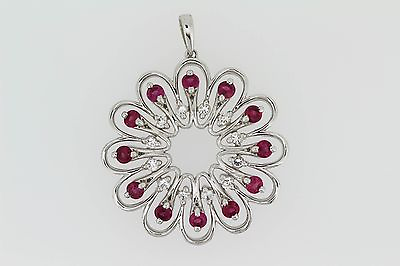#ad 925 Sterling Silver Synthetic Ruby w White Topaz Pendant 3.00 cts $55.00