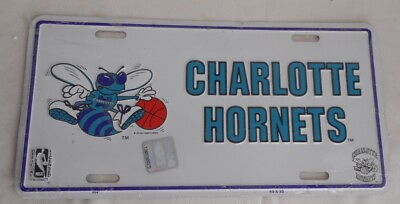 #ad Charlotte Hornets NBA Metal License Plate 12quot; wide x 6quot; high Factory Sealed NEW $9.95