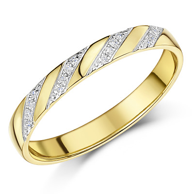 #ad 9ct Yellow Gold Diamond Ring 0.08ct Diagonal Set 3mm Ring GBP 163.33
