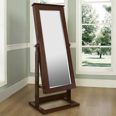 #ad Brown Cheval Mirror Jewelry Armoire Storage Home Living Furniture Décor $350.00