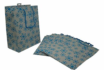 Holiday Gift Bags Large Blue Snowflakes 12 bags 9.5 in. x 5.25 in. x 12.5 $65.89