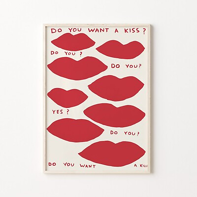 #ad David Shrigley Kiss Print David Shrigley Print Funny Wall Art Gift For $55.00