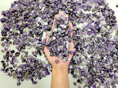 #ad Drilled Amethyst Crystal Tumbled Gemstone Chips Bulk Purple Beads Wholesale $38.95