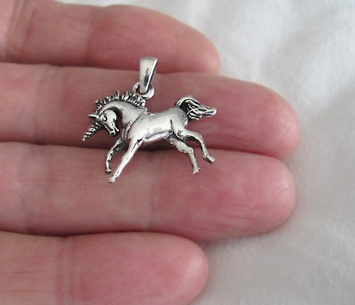 #ad Sterling Silver 21mm Unicorn pendant. $21.36