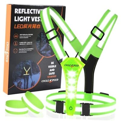 #ad Led Reflective Vest Running Gear Light Up Vest for Night Walking High Yellow $25.31