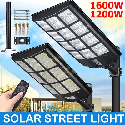 #ad Commercial 1600W Solar Light Motion Sensor 990000000LM Parking Lot Light w Pole $74.67