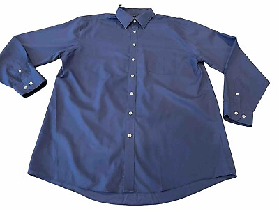 #ad Stafford Travel Easy Care Mens Shirt Blue Large 17.5 36 37 Blue Business Casual $8.49