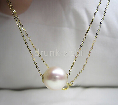 #ad 10 11mm Natural South Sea White Pearl Pendant Single Necklace 14k Gold P Chain $39.99