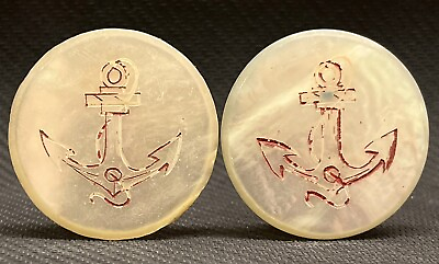 #ad Antique lot x2 Casino Tokens Chips Games Anchor design value 100 mother of pearl $30.24