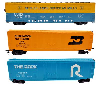#ad 3 Bachmann Freight Cars Netherlands Overseas Mill Burlington Northern Rock $11.00