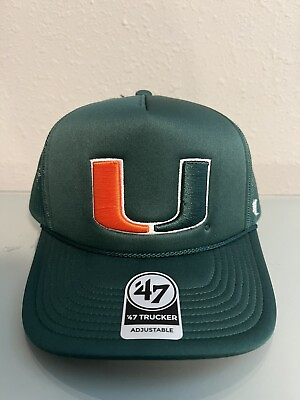 #ad #x27;47 Brand Miami Hurricanes Mesh Foam Snapback Adjustable Trucker Hat Cap Green $26.95