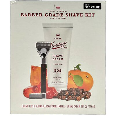 #ad Cremo Company Barber Grade Shave Kit Heritage Red No 508 Spiced Amber $14.95