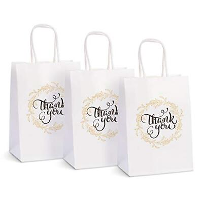 #ad #ad 50 Count Small Thank You Gift Bags Bulk with Handles White Kraft Paper Bags ... $26.01