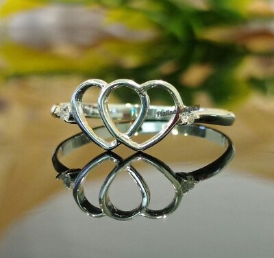 #ad Ladies Interlocking Heart Anniversary Band Ring Genuine Moissanite 925 Silver $75.41