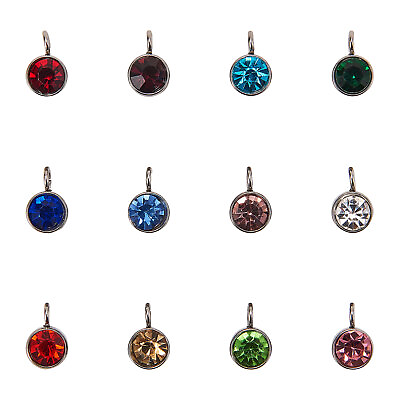 #ad 60x Faceted Glass Rhinestone Crystal Charm Birthstone Pendant for Jewelry Making $11.96