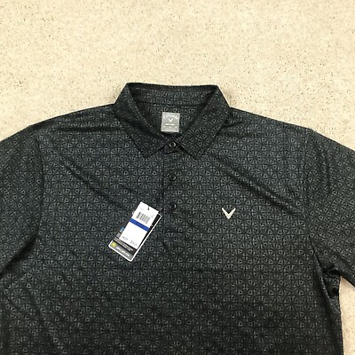 #ad Callaway Mens XL Golf Polo Shirt Black New Printed Opti Dri $33.99
