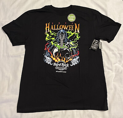 #ad Hard Rock Halloween Atlantic City GLOW IN THE DARK T Shirt Size Mens Large New $28.49