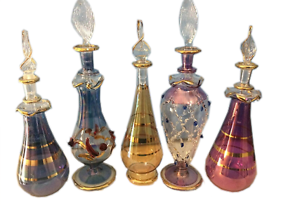 #ad #ad Egyptian Empty Mouth Blown Perfume Bottles Set of 5 by Kemet Art 6 Inches $29.99