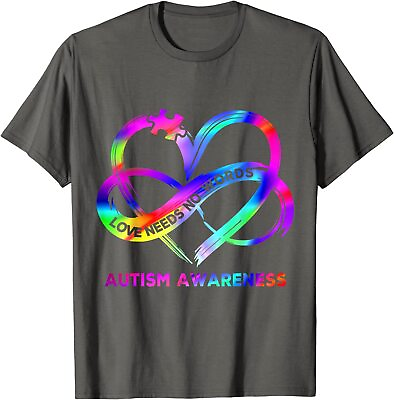 #ad Heart Love Autism Awareness Needs No Words Tie Dye Unisex T Shirt $19.99