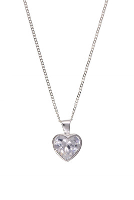 #ad Silver Heart Solitaire Pendant Necklace 15 x 10mm 925 hallmark $60.98