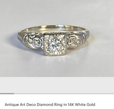#ad 14k Diamond Art Deco Ring $227.00