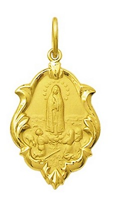 #ad 18k Gold Our Lady of Fatima Medal Medium Perfect image $299.00